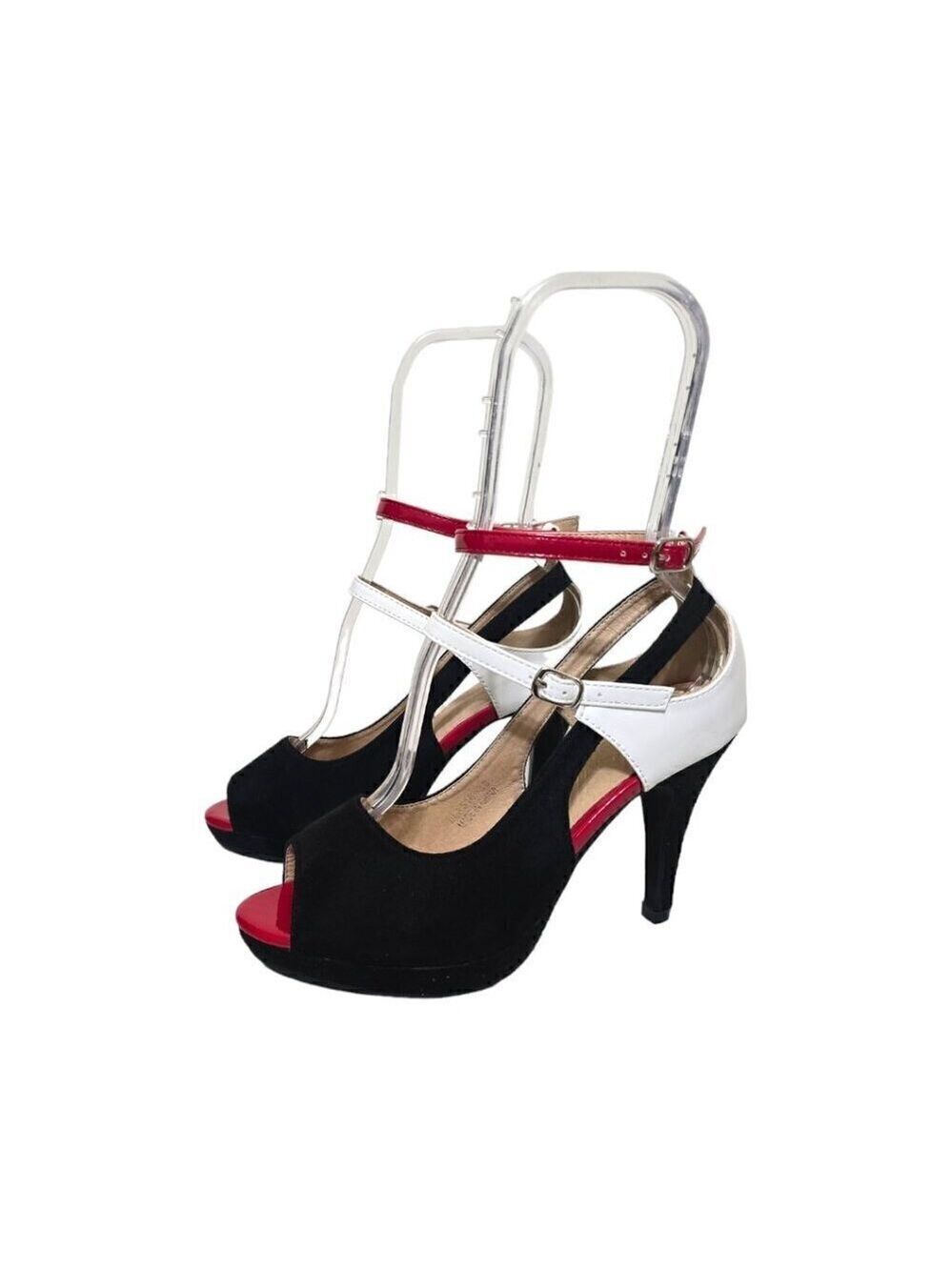 GetMoreBeauty Colorblock Peep Toe Platform Heels Sz 38